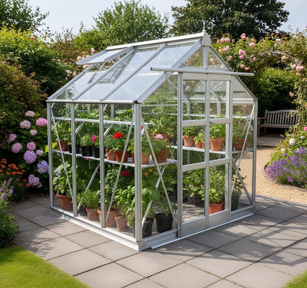 Elite Titan 700 6x7 greenhouse - tall enough for cordon tomatoes and cucumbers in a money-saving setup