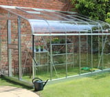 Halls Silverline Silver 6x12 Lean to Greenhouse - 3mm Horticultural Glazing