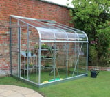 Halls Silverline Silver 6x8 Lean to Greenhouse - 3mm Toughened Glazing