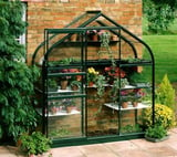 2x6 Green Halls Supreme Wall Garden Lean to - Toughened Glass