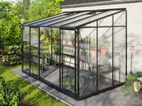 Vitavia 6x10 Black IDA 6500 Lean to Greenhouse - Toughened Glass