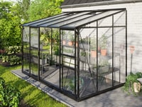 Vitavia 6x10 Black IDA 6500 Lean to Greenhouse - Toughened Glass