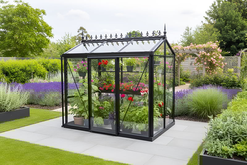 Janssens Helios Urban 5x8 black greenhouse for city gardens