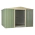 Lotus 10x8 Apex Metal Shed with Wide Entrance Mist Green