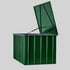 Lotus Cushion Storage Box in Green with Raised Lid Side
