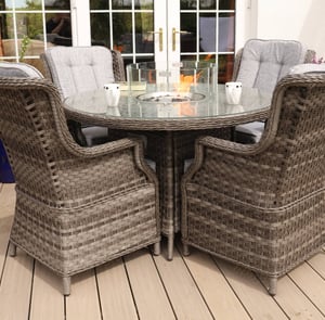 Lichfield Campania 4 Seat Rattan Dining Set with Firepit
