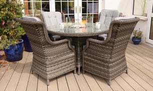 Lichfield Campania 4 Seat Rattan Dining Set with Firepit