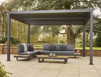 Norfolk Collection Nexus Pergola - Grey Aluminium 3m x 4m with LEDs and 3 Screens