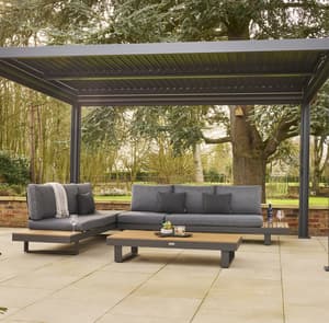 Norfolk Collection Nexus Pergola Grey 3m x 4m with LEDs and 3 Screens