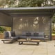 Nexus Grey Aluminium Pergola - Louvres Closed with Side Screen Down