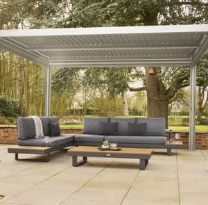 Norfolk Collection Nexus Pergola Beige 4m x 3m with LEDs and 3 Screens