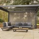 Nexus Grey Pergola - Right Side Screen Down, Roof Louvres Open