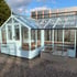 Swallow Swan 8x21 Wooden Greenhouse 4ft Porch in Robins Egg Blue Finish