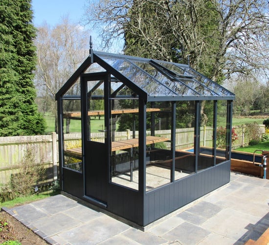 Swallow Kingfisher 6x8 Midnight Wooden Greenhouse