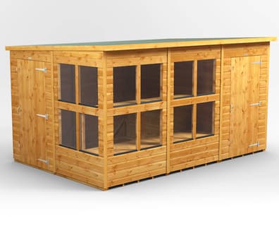 8ft Wide Pent Combi Potting Sheds