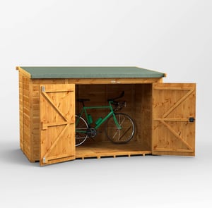 Power 8x5 Pent Wooden Bike Shed