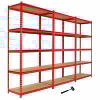 Bulldog 90cm x 45cm 5 Tier Shelving in Red Set of 3