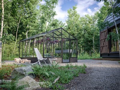 Stali 10x10 Dwarf Wall Greenhouse on concrete base