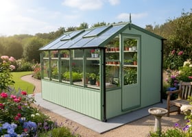 Swallow Rook 8x10 Painted Potting Shed in garden setting