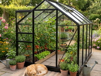 Vitavia 8x6 Black Venus 5000 Greenhouse - Toughened Glass
