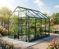 Vitavia 8x6 Green Apollo 5000 Greenhouse - Toughened Glass