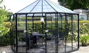 Vitavia Hera 9000 Black Orangery Greenhouse - Toughened Glass