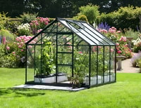 Vitavia 8x8 Black Neptune 6700 Greenhouse - Toughened Glass