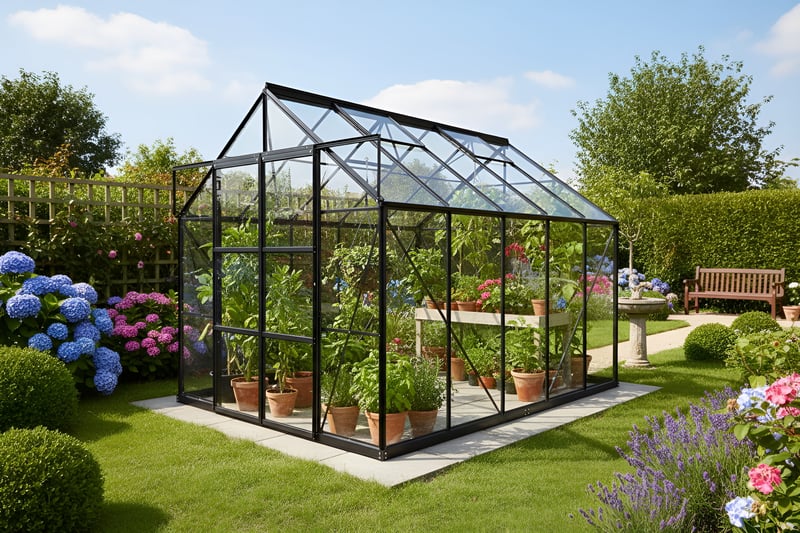 Vitavia Phoenix 8300 black 8x10 greenhouse with double doors