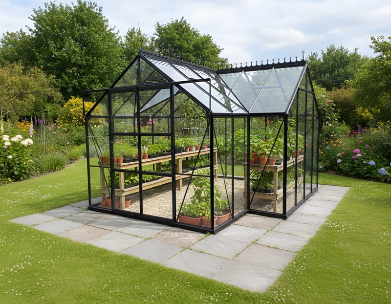 Vitavia Sirius black octagonal orangery greenhouse
