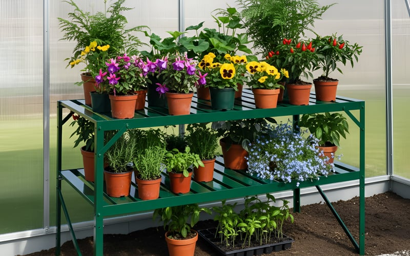 Vitavia 2 Tier Green Staging for greenhouse organisation