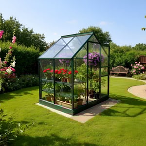 Vitavia Venus 6x4 green greenhouse with toughened glass - best value glass greenhouse UK