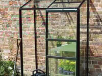 2x4 Green Halls Wall Garden Lean to Greenhouse - Toughened Glass