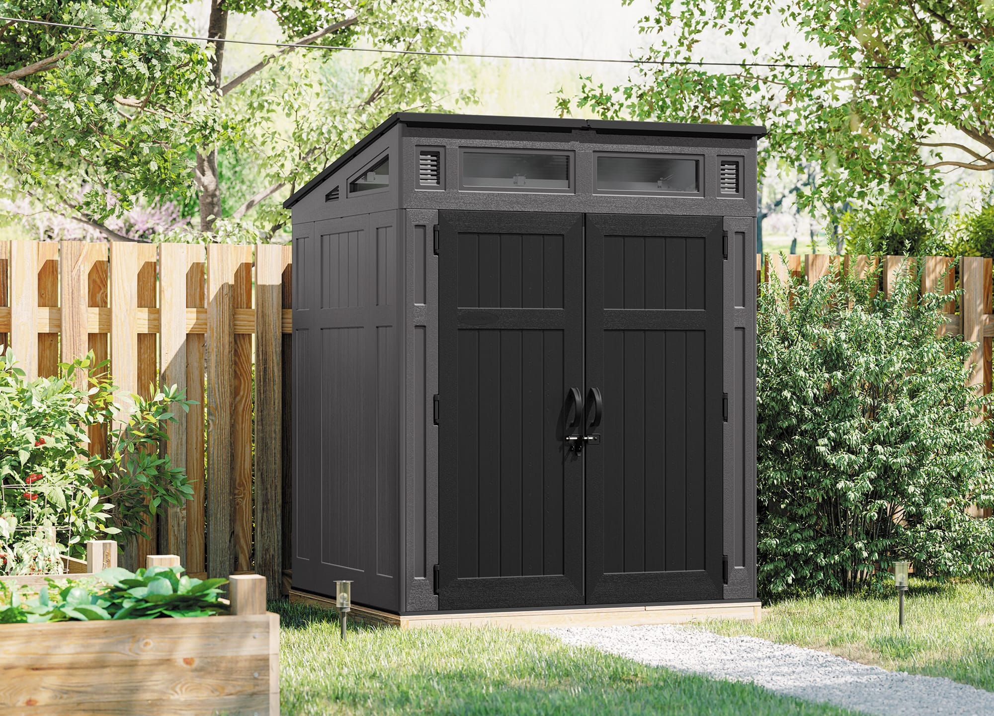 Suncast Modernist 6x5 Pent Roof Plastic Shed Black